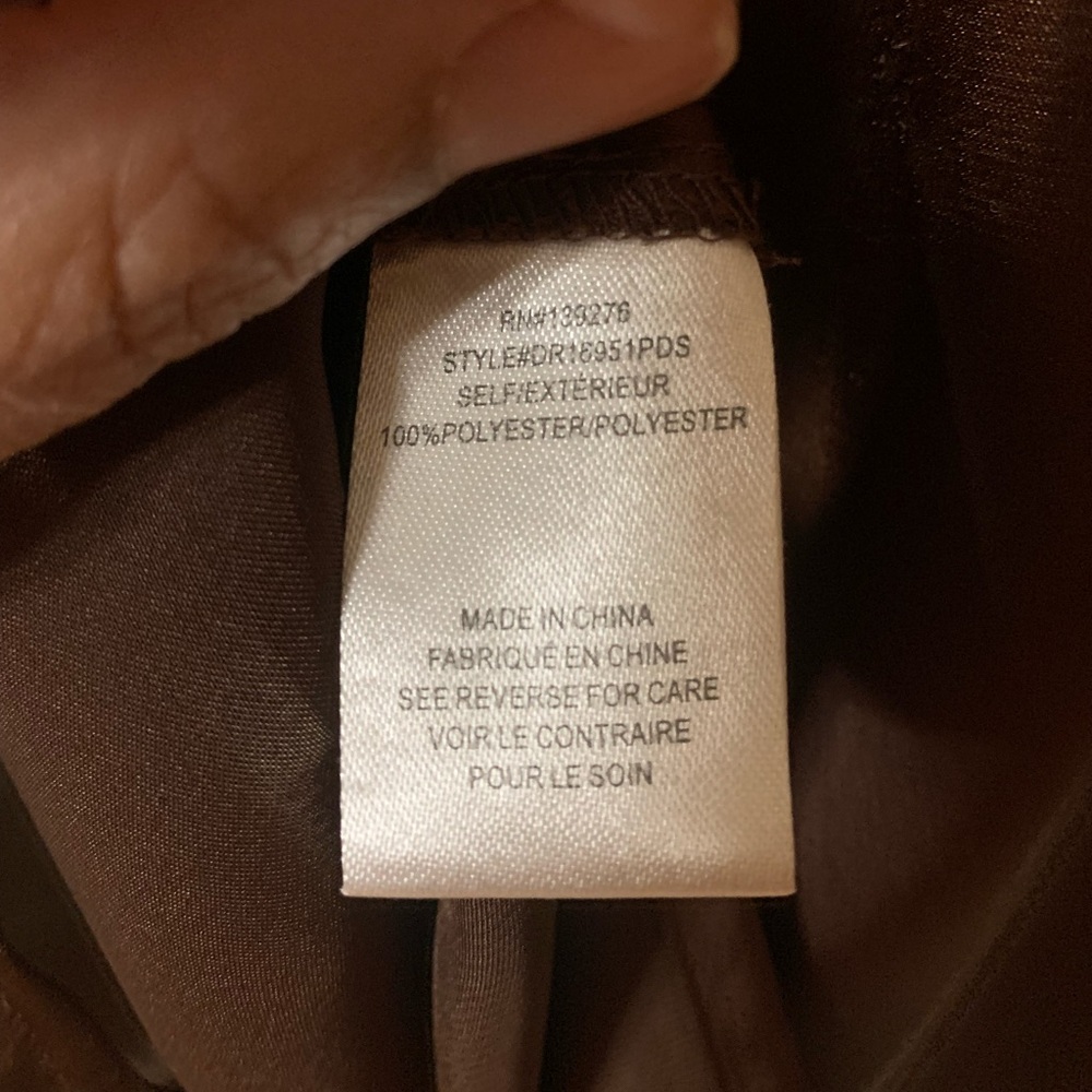 DR2 by Daniel Rainn Elegant Brown Satin Women's Blouse - Picture 4 of 5